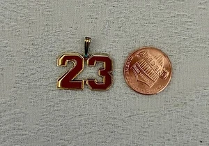 Pendant Charm #23 Sports Style Number Font Gold Plated 925 Silver No Chain New - Picture 1 of 5
