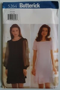 BUTTERICK #5264 MISSES SIZES 6-8-10 Bias Fitted A-LINE PULLOVER DRESS PATTERN UC - Picture 1 of 4