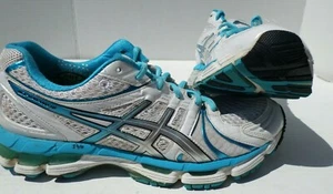 Zapatos para correr para mujer ASICS GEL HAYAND 18 plateados/turquesa/blancos talla 9,5. - Imagen 1 de 10