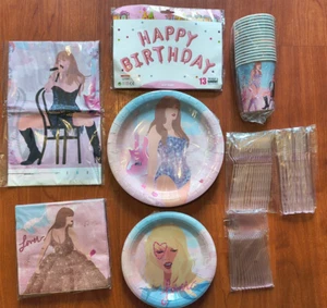 Taylor Swift Birthday Party Set for 16 126 Piece Set Deluxe Plates Balloons Cups - Picture 1 of 1