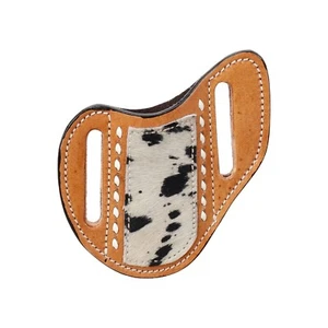 MESSERSCHEIDE Rindsleder Buckstitch besetzt helles Leder mit zwei Gürtelschlaufen - Bild 1 von 2
