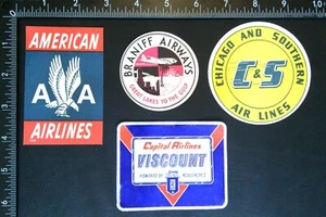 Lote de etiquetas de aerolínea vintage #1: 4 diferentes; American, C&S, Braniff, Capital - Imagen 1 de 1