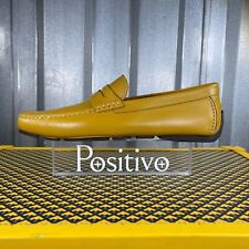 Bally Mens Warno Mustard Leather Drivers Shoes US 7.5 New