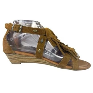 Sandali donna Minnetonka marroni in pelle scamosciata con frange taglia 8 - Foto 1 di 10