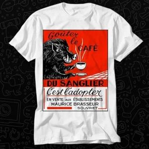 Antique Belgian Coffee Boar Advertising T Shirt 536 - Picture 1 of 2
