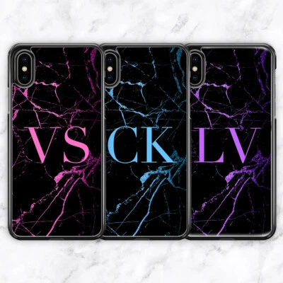 Funda de teléfono personalizada con iniciales con monograma de mármol para iPhone XR X XS Max 8 7 6S Foto 1 de 2