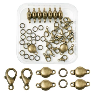 1 Box Antique Bronze Brass Magnetic Clasps Jump Rings Alloy Lobster Claw Clasps - Picture 1 of 11