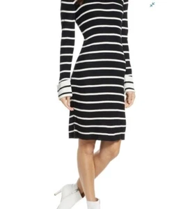 Schwarz gestreiftes Pulloverkleid von Caara Größe M neu ohne Etikett - Bild 1 von 10