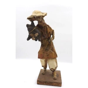 Viejito Papel Mache Old Man holding a Pig in Papier Mache 12 x 3½ x 3½ Mexico - Picture 1 of 5