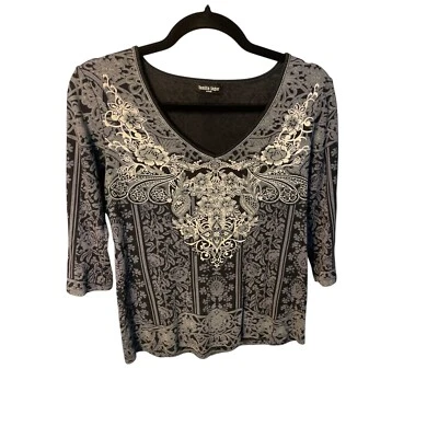 Blusa Vintage Vainilla Azúcar Top Floral Cachemira Manga 3/4 Talla S Foto 1 de 3