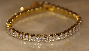 925 ECHT SILBER *** 14K vergoldet, Zirkonia Tennis-Armband,5mm breit - Bild 1 von 8