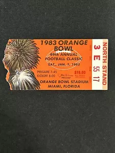 1983 Orange Bowl biglietto calcio stub LSU vs Nebraska Tom Osborne Jerry Stovall - Foto 1 di 3