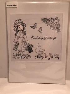 Clear Cling Stamp Set Summers Day Birthday Greetings New - Picture 1 of 2