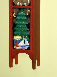 Superb Painted Red Dollhouse Mini Wood Cabinet Furniture Shelf Vintage - Picture 1 of 10