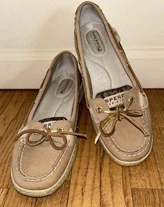 Sperry Shoes Women's 7 M Angelfish Leopard Boat Slip On STS90438 Beige Leather - Picture 1 of 12