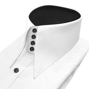 Camisa blanca alta larga puntiaguda de cuello grande con corte en contraste para hombre ropa de boda - Imagen 1 de 7