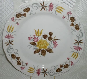 Nikko Ironstone Japan Round Platter Gold Yellow Pink Flowers Chop Plate - Picture 1 of 2
