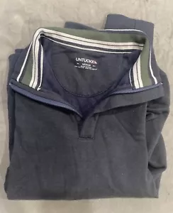 UNTUCKit Blue Cotton Polyester Peru Long Sleeve Mens Half Zip Warm Sweater Med - Picture 1 of 10