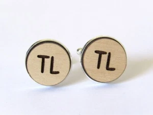 Personalized Initial Cufflinks, Rustic Jewelry Gift Husband Boyfriend - Picture 1 of 3