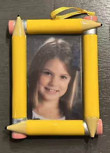 School Picture Pencil Border Picture Frame Personalizable Tree Ornament - Picture 1 of 2