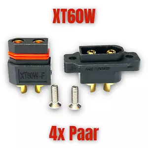 4x Paar XT60-E W Stecker Wasserdicht Goldstecker Einbaustecker Lipo RC Boot XT60 - Bild 1 von 12
