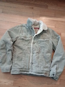 Vintage 90s American Eagle Sherpa Lined Olive Corduroy Trucker Jacket Men’s XS - Picture 1 of 7