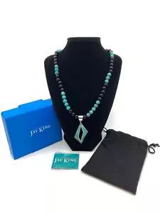 Jay King Mine Finds Metal Matrix Turquoise Agate Pendant 18" Necklace 414359 NWT - Picture 1 of 11