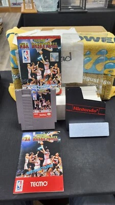 CIB TECMO NBA BASKETBALL NINTENDO NES VIDEO GAME COMPLETE IN BOX W/ PROTECTOR - Image 1 of 4