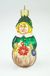 Deutscher Weihnachtsschmuck Merkur Glas grün Elfe Weihnachtsmann Helfer Made in Germany - Bild 1 von 2