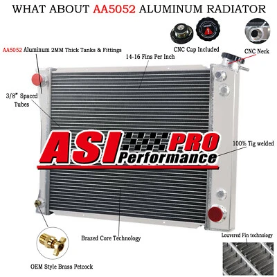 4 ROWS RADIATOR FOR 1985-1993 CHEVY C10 C20 G10 G20 G30 C1500 G2500 4.3L V6 GAS - Image 1 of 4