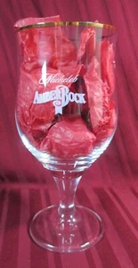 2 Stemmed Michelob Amber Bock Beer Bar Glasses Gold Trim Glass GOBLET WINE DRINK - Picture 1 of 3