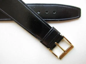 Black 1960's plain 20 MM Open end "wide keeper" leather watch band strap - Picture 1 of 5