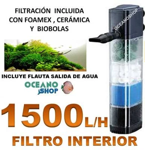 FILTRO INTERIOR 1500L/H 19W ACUARIO Filtración de FOAMEX + CERAMICA + BIOBOLAS - Imagen 1 de 1