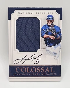 2017 Panini National Treasures Jonathan Villar Colossal Jersey/Auto 11/99 Brewer - Foto 1 di 4