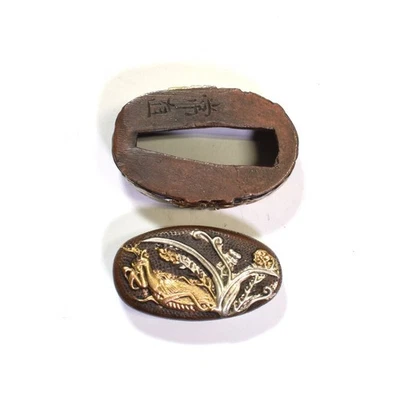 Espada japonesa Fuchi Kashira guardia órtesis empuñadura decorativa arte samurai Foto 1 de 4