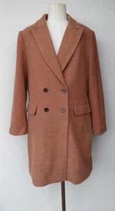 Grace Hill size 20 Camel Tan Herringbone pattern womens double breasted Coat - Picture 1 of 8