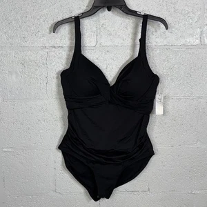 Anne Cole Women's V-Neck Underwire 1 Piece Swimsuit Block 12 $88 - Picture 1 of 13
