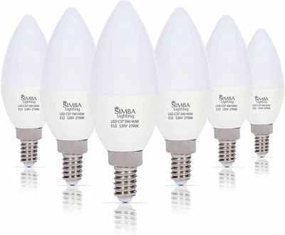 [6 Pack] LED Candelabra B11 C37 Bulb 5W 40W Replacement E12 Base 120V 2700K Warm - Image 1 of 4
