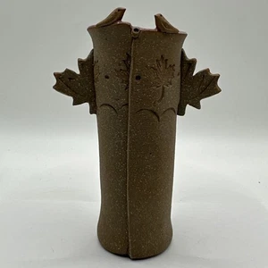 Barbara Walch Vögel Baum Keramik kleine Vase rötlich rosa innen 5,75" - Bild 1 von 15