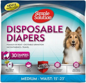 30 Count Simple Solution Female Dog Diapers – Disposable Medium - Picture 1 of 4
