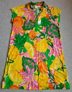 NWT Womens Swim Coverup/Dress-C&C CALIFORNIA-multicolor fruit/floral linen-M - Picture 1 of 5
