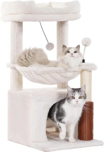 32 Inch Cat Tree Tower with Hammock Scratching Post Condo for Indoor Large Cats - Picture 1 of 12