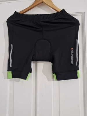 Mens Muddy Fox Cycling Shorts Size Small Black/green Draw String/elastic Waist - Image 1 of 4