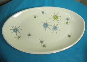 Vtg MCM Atomic Franciscan Starburst Oval Platter Chop Plate Serving Dish 15" - Picture 1 of 5