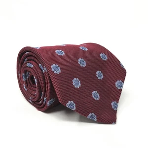Brooks Brothers Makers Tie Burgundy Blue Floral Silk Handmade USA Necktie - Picture 1 of 7