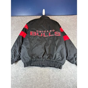 Vintage 90s Chicago Bulls Bomber Jacket Mens XL Black Logo 7 Full Zip Basketball NBA - Bild 1 von 8