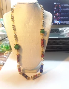 24" Artesian Glass & Metal Bead Necklace  05-01-2025 - Picture 1 of 11