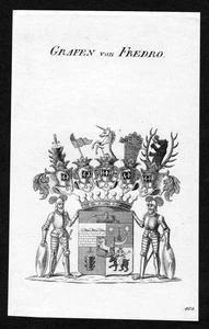Approx. 1820 Fredro Coat of Arms Nobility Copperplate Engraving Antique Print - Picture 1 of 1