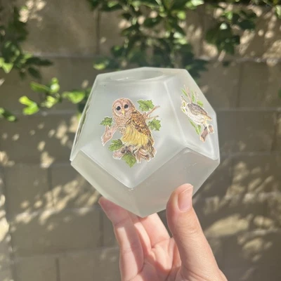 Vintage Westmoreland Satin Glass Geometric Owl Fairy Lamp 1970’s 3.5 x 4 - Image 1 of 4