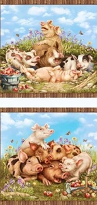 Elizabeth Studios - Sunny Days Piggy š· Blocks Quilting Fabric Panel (24x44) - Picture 1 of 2